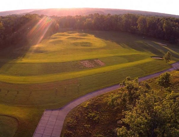 arial shot of the driving range