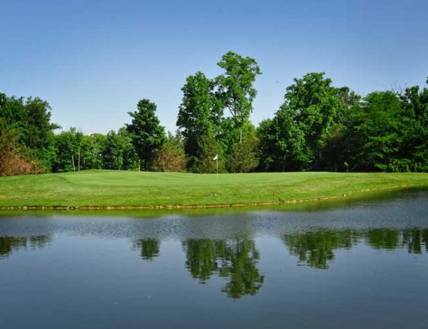 Hole 14 green from 15th fairway